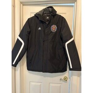 Adidas mens Climaproof Hooded parka Jacket with Custom Turtle Patch Size L